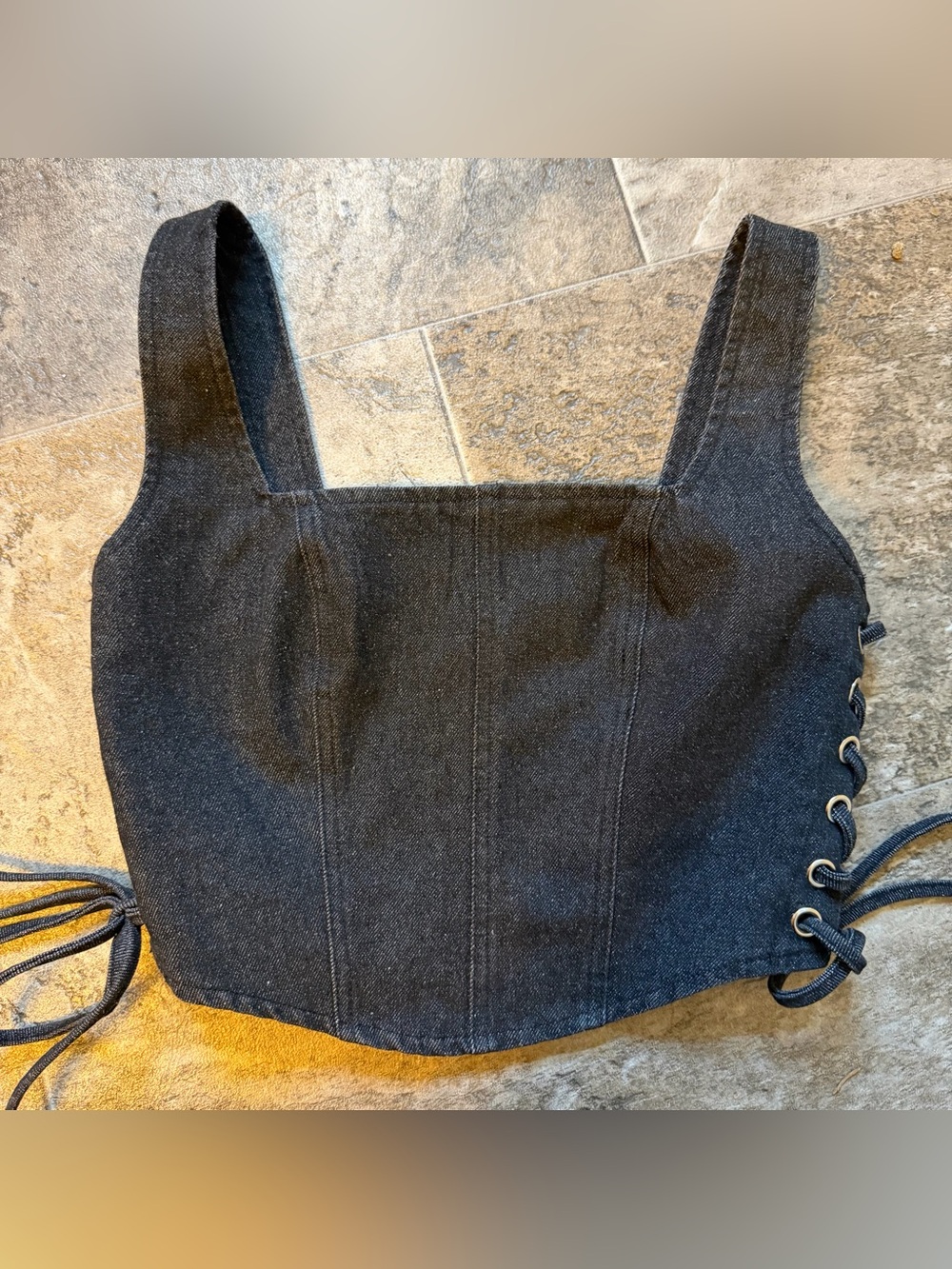 Altard State Black Denim Corset Top Size M